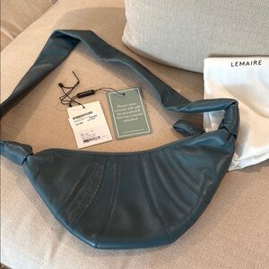 Lemaire Small Croissant Bag Myrtle Green Leather